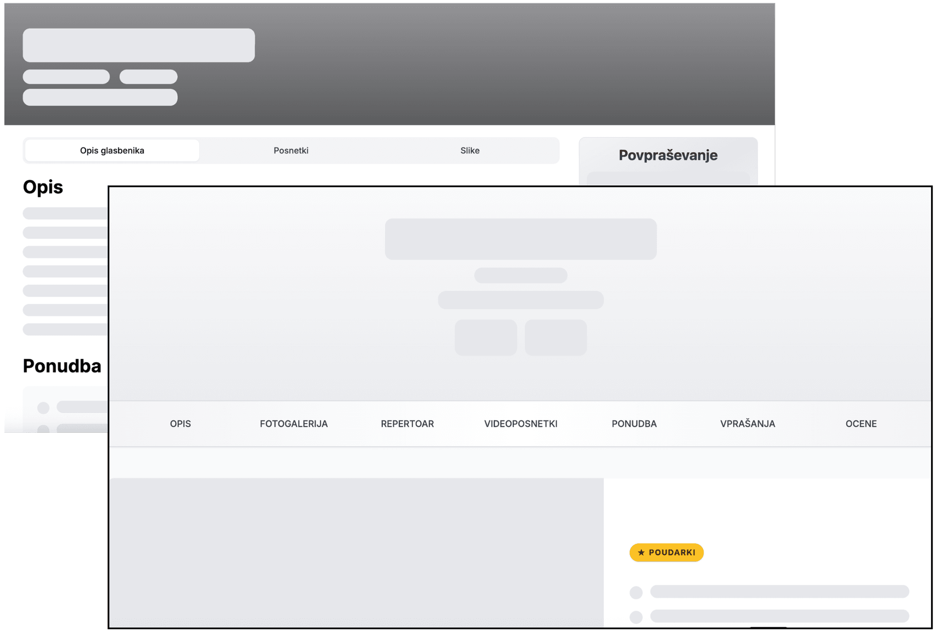 Star (v ozadju) in nov izgled glasbenega profila